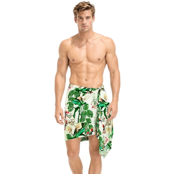 LA LEELA Men's Swimwear Pareo Beach Summer Short Sarong One Size Shamrock, Floral Vacation Holiday Aloha