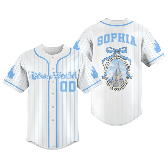 Custom Coquette Bows Disney World Baseball Jersey, Disney Princess Castle Baseball Shirt, Theme Park Gift, Family Outfit, Disney Trip