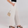thumbnail image 3 of Tittly Palazzo Pants Wide Leg Sweatpants Women Women's Solid Color Fashionable Casual Pocket Cotton Linen Waist Wide Leg Pants Cotton Pants for Women Pantalones Para Mujer White L, 3 of 8