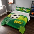 thumbnail image 2 of Manfei Soccer Sport Queen Comforter Set, Goal Print Comforter Sets Queen, Green Black Yellow, Gray Reversible 3-Piece 1 Comforter and 2 Pillowcases, 2 of 6