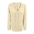 thumbnail image 5 of Aboser Fall Sweaters for Women 2026 Trendy Comfy Hoodded Jumper Tops Chunky Cable Knit Sweater Hollow V Neck Pullover Loose Fit Knitwear, 5 of 7