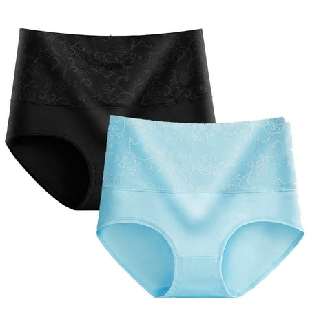 ylioge Plus Size Underwear Panties for Women L-5XL 2 Pack High Waisted Cotton-Briefs Ladies Multipack Stretchy Solid Full Coverage Brief Clearance