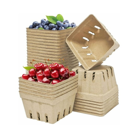 Pulp Fiber Blueberry Basket,QZS Natural Pulp Fiber Berry Basket for Picking Fruit,20Pack Molded Berry Container for Farmer Market,Grocery Stores,Backyard Party