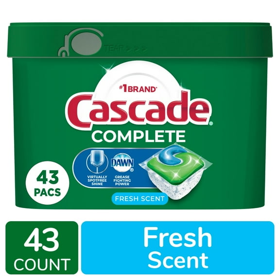 Cascade Complete ActionPacs Fresh Scent Dishwasher Detergent Pods, 43 ct