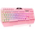 thumbnail image 1 of NPET K32 Wireless Gaming Keyboard with 10 Dedicated Multimedia Keys & Wrist Rest for Desktop, Computer, PC (Pink), 1 of 9