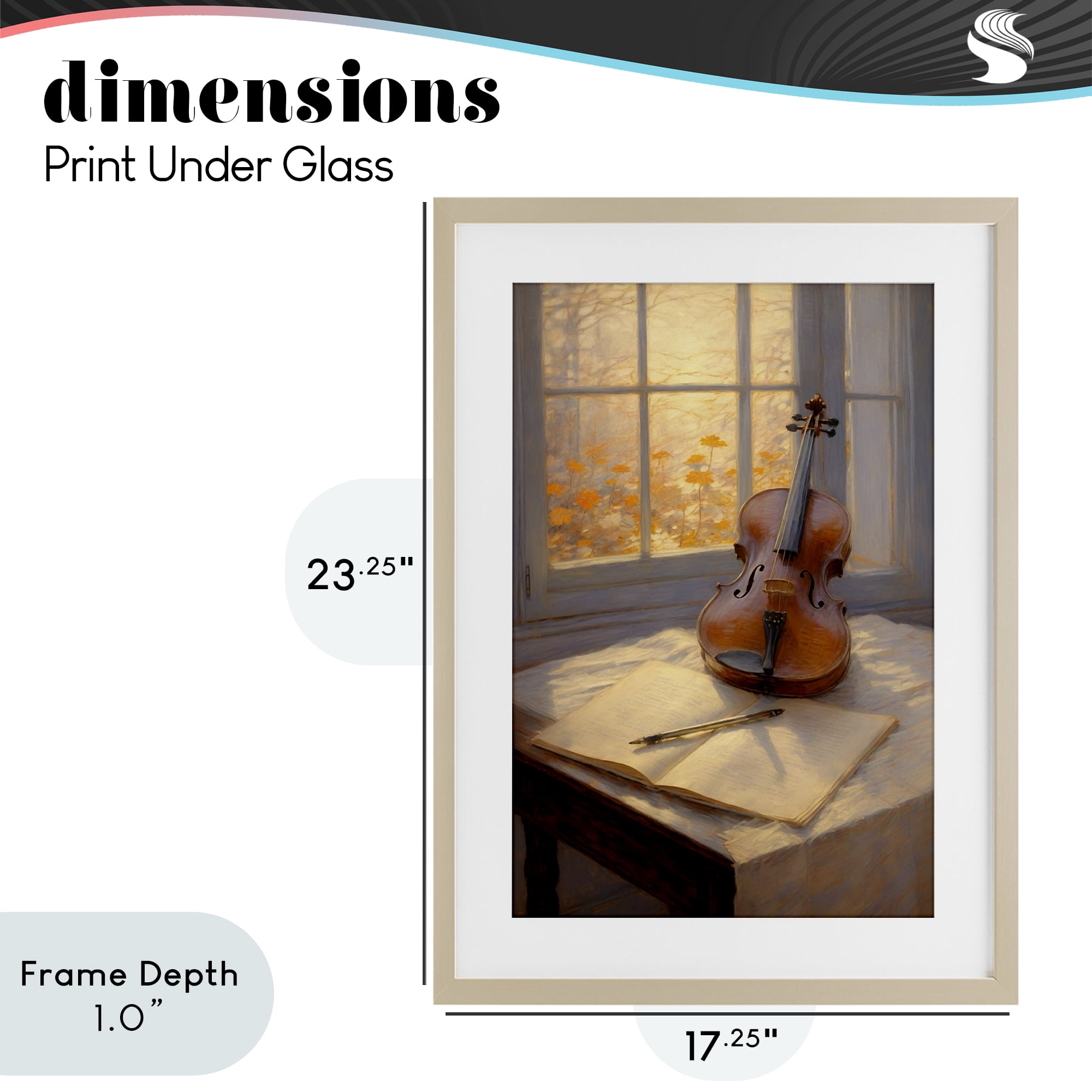 Stupell Industries Autumn Sunlit Violin Birch Framed Print Under Glass, design by Angie Hawke