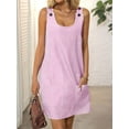 thumbnail image 6 of Summer Dress for Women Sleeveless Tank Dress with Pockets Casual Short A Line Dress Crewneck Sundress 2025 Pink S, 6 of 7