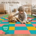 thumbnail image 4 of ODIKA 8'x10' Washable Area Rug Coral Pink Block Storybook Hopscotch Whimsical Retro Grid with Bold Symmetry for King Size Bedroom Under Bed, Master Suite, Non-Shedding, Easy Care, 4 of 7