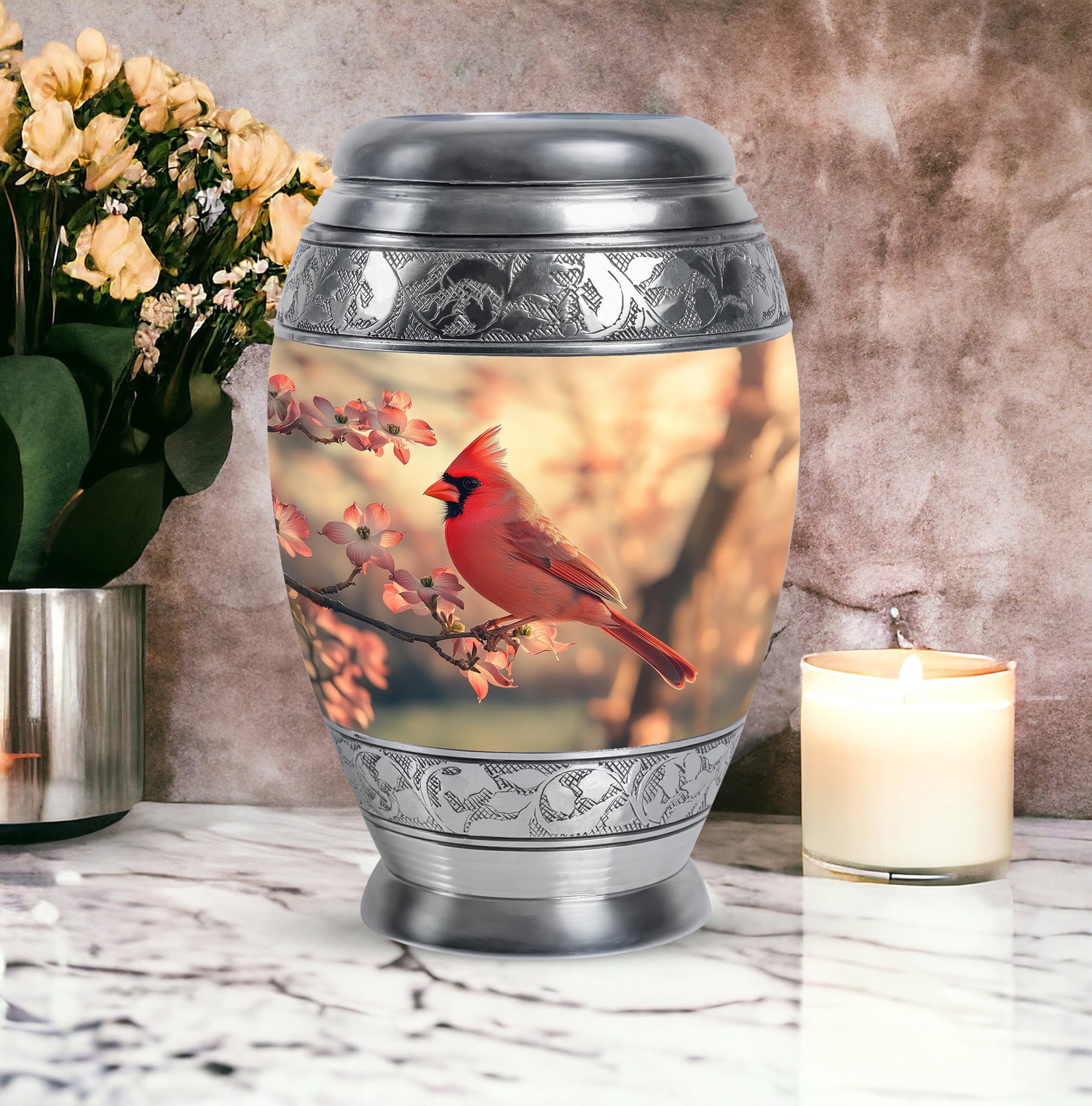 Yatskia Cardinal Bird Urn For Ashes For Women & Men, Cremation Urns For Human Ashes, (Monar Large, 10 Inch)