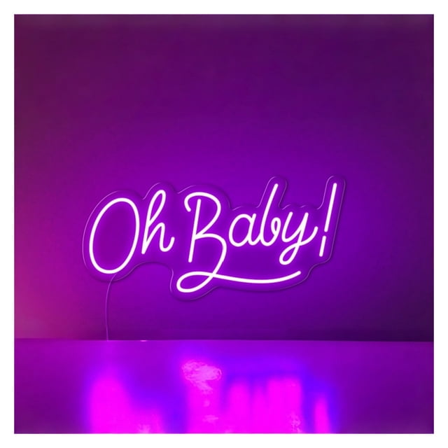Letrero De Neón "Oh Baby" Para Decoración Baby Shower, Fiesta, Sala Juegos, Dormitorio, Bar, Estar, Cumpleaños, Pared 45cm