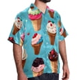 thumbnail image 2 of Ice Cream Men's Casual Printed Button Down Short Sleeve Spread Collar Beach Shirts for Summer, Unisex, 2 of 6