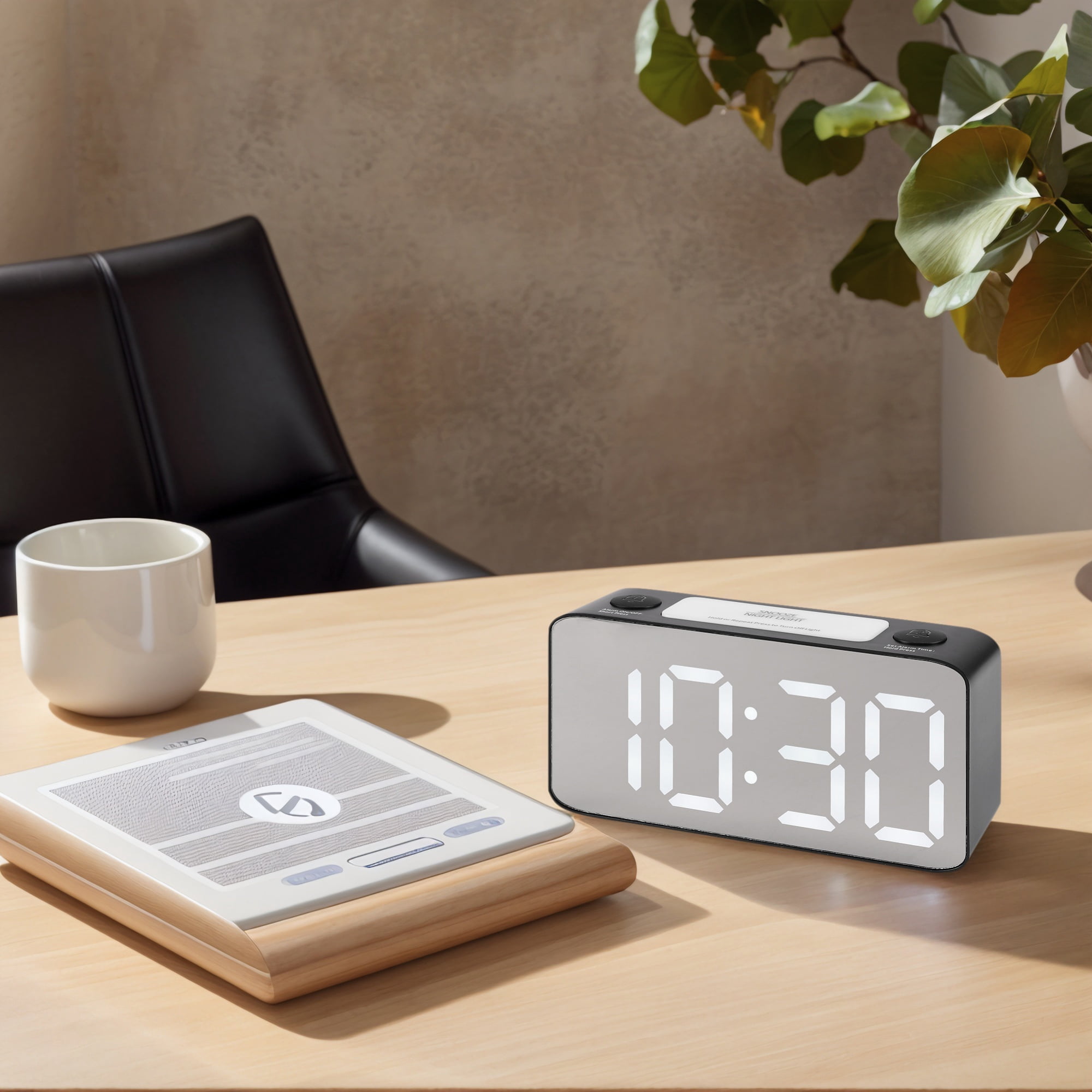 Unique Bargains Adjustable Brightness Digital Alarm Clock Black 6.5"L x 1.77"W x 3.14"H