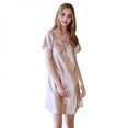 thumbnail image 1 of Dames d'Été Robe de Nuit Couleur Unie Grande Taille Service à Domicile Pyjamas à Manches Courtes Rouge XL, 1 of 3