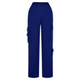 thumbnail image 5 of Outfmvch Cargo Pants Women Joggers with Pockets Fleece Pants Women Lounge Pants Women Linen Pants Women High Waisted Jeans for Women Petite Pants for Women Dark Blue L, 5 of 6