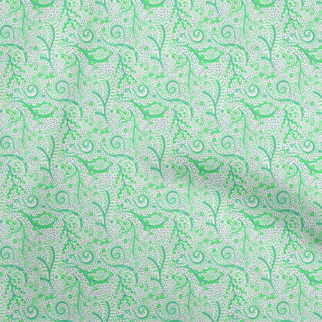 oneOone Rayon Green Fabric Floral Sewing Craft Projects Fabric Prints By Yard 56 Inch Wide