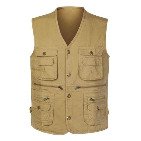 Amadeus Men's Outdoor Safari Waistcoat Multi Pockets Button Gilet Cargo Vest | Walmart Canada