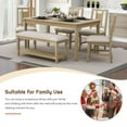 thumbnail image 6 of TUANLUO Uptown 6 Piece Farmhouse Wood & Fabric Dining Table Set, Beige, 6 of 10