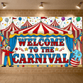 thumbnail image 4 of Clown Design Carnival Banner Elephant  Circus Display Colorful Balloons Striped Tent Welcome Backdrop for Carnival Party Circus Event Welcome Celebration, 4 of 8