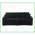 thumbnail image 5 of 80-Inch 3-Seat Corduroy Convertible Sofa with Cup Holder & Pillows, Foldable Chaise Lounge for Living Room, 5 of 12