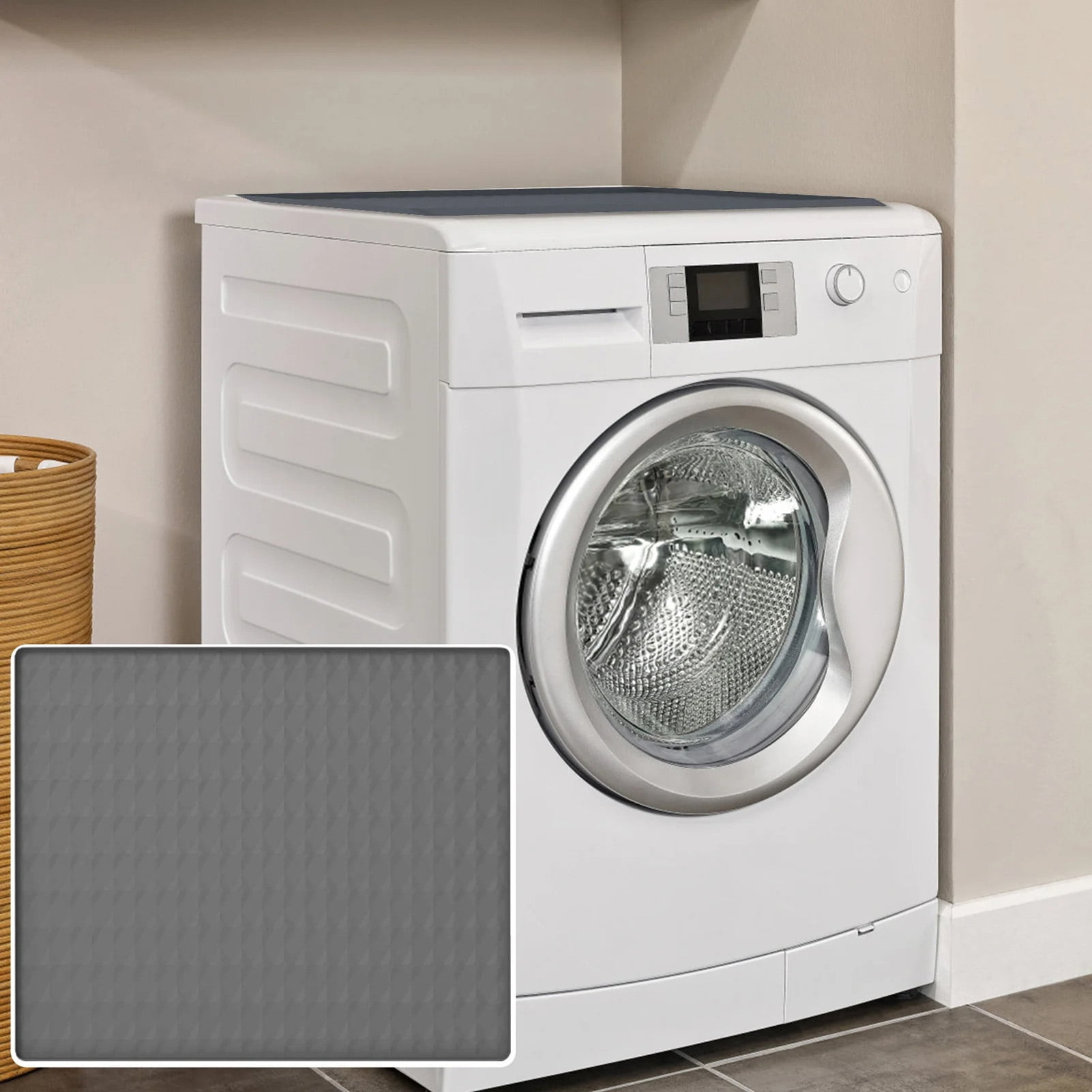 Meoldis Washing Machine & Dryer Top Protector Mat - Non-Slip Silicone Cover with Raised Edges, Washable & Waterproof