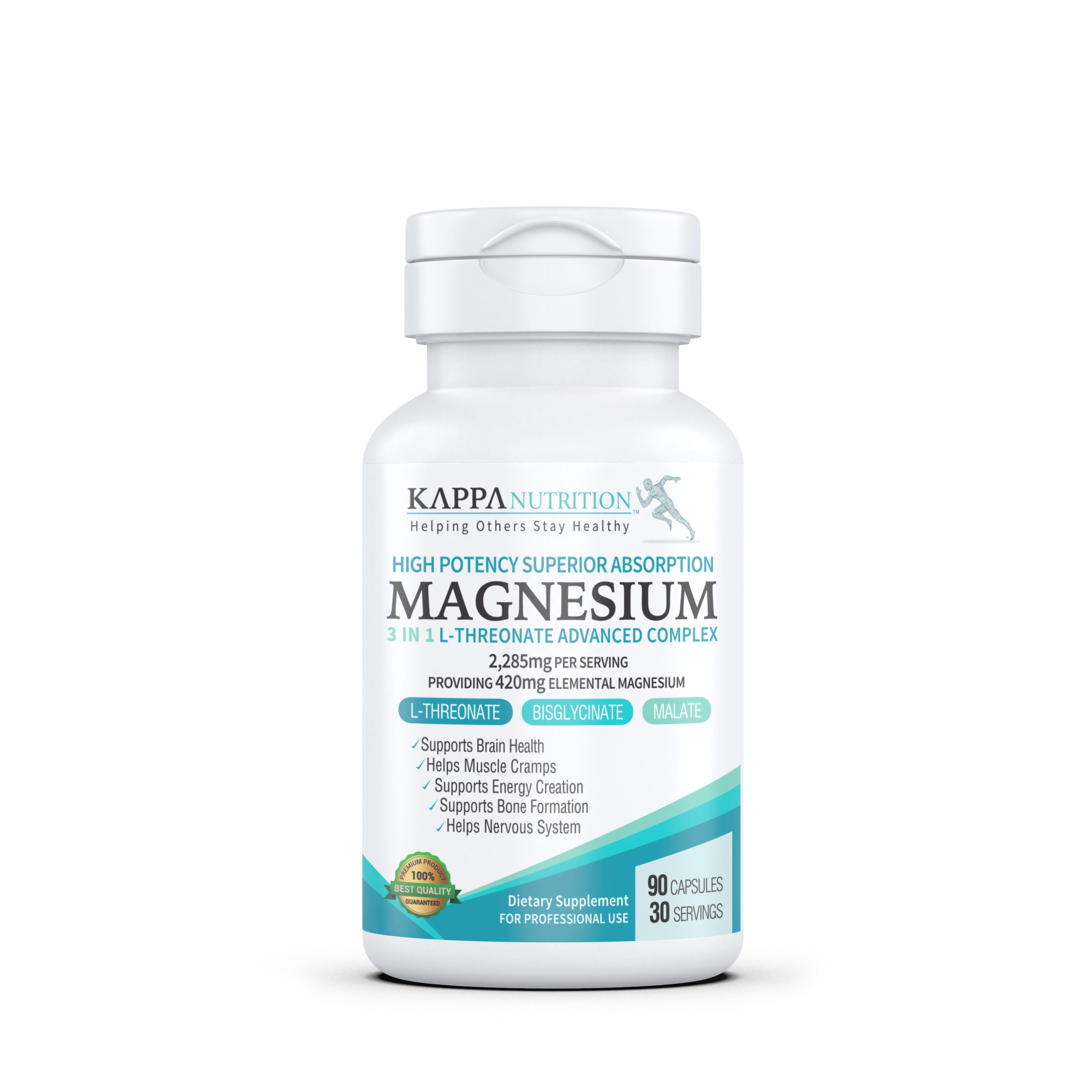 (90 Capsules), 2,253mg Per Serving, Providing 420mg Elemental Magnesium, L-Threonate, Bisglycinate Chelate, Malate, for Brain, Sleep, Stress, Cramps, Headaches, Energy, Heart, from Kapp