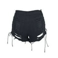 thumbnail image 5 of Women's Low Rise Pants Denim Shorts Ripped Hole Bandage Mini Hot Pants Lace Up Booty Shorts Rave Clubwear, 5 of 5