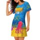 thumbnail image 2 of Balery Submarine And Landscape Camisón de manga corta con cuello redondo para mujer, cómodo y elegante., 2 of 6