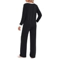 thumbnail image 5 of Fantaslook Color Block Pajamas for Women Crew Neck Tops Long Loungewear Pants Spliced 2 Piece Outfits Sets with Pockets, 5 of 10
