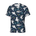 thumbnail image 3 of Yiaed Friendly Sharks Print Mens Short Sleeve Tight Fit T-Shirt, Crewneck Casual Tee-Large, 3 of 5