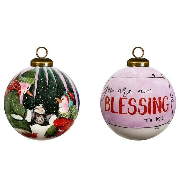 Inner Beauty You Are A Blessing to Me Hand Painted Glass Christmas Ornament