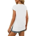 thumbnail image 3 of Wdfiry Women's Round Neck T-shirts Summer Loose Comfy Side Split Hem Tee Tops Fashion Solid Color Casual Short Sleeve Blouses, 3 of 5