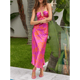 thumbnail image 4 of Txlixc Vestido de mujer sin mangas con pliegues de corbata y rayas de cebra / falda de encaje floral Txlixc moda, 4 of 8