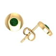 thumbnail image 1 of Genuine 0.25Carat Round Cut Emerald Stud Earrings 18k Yellow Gold Bezel Push Back AAAA, 1 of 1