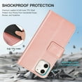 thumbnail image 6 of Wallet Case for iPhone 11 6.1 inch 2019, 5 Card Slots Magnetic Closure Zipper Pocket Handbag PU Leather Flip Case with Wrist Strap TPU Kickstand Cover - Rose Gold, 6 of 15