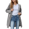 thumbnail image 2 of Kilaqueen Softshell Trench Coat Women Women's Waterproof Long Rain Jacket with Hood Lightweight Windproof Adjustable Drawstring Windbreaker Jacket, 2 of 8