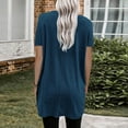 thumbnail image 4 of Holzkary Womens Tunic Tops for Leggings Summer Short Sleeve Casual Long T Shirts Fashion Oversized Crew Neck Tops with Pockets 2025 New Navy M, 4 of 6