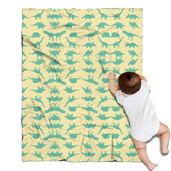 LightYellow Green Dinosaurs Silhouettes Pattern Blanket,Comfortable Soft Lamb Wool Throw Blanket,All Season,Warm Lightweight Blankets for Sofa Bed Couch Living Room Chair,30"x40"