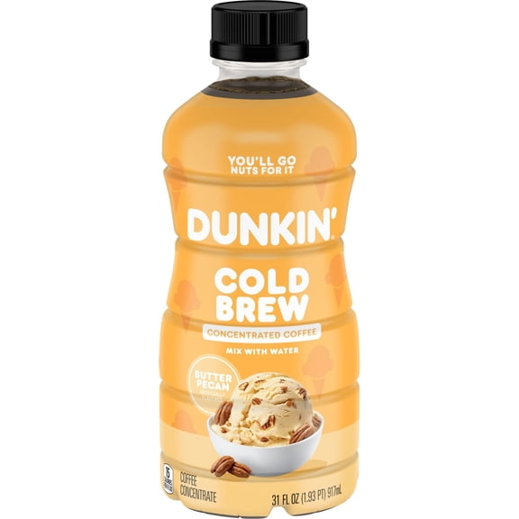 Dunkin’ Butter Pecan Artificially Flavored Cold Brew Concentrated Coffee, 31 oz Bottle