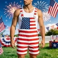thumbnail image 2 of Bib Overalls for Men Bold American Flag Print Short Romper, Casual Daily & 4th of July Festival Outfit, 5XL, 2 of 4