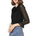 thumbnail image 5 of Allegra K Women's Ruffle Neck Polka Dots Sheer Chiffon Blouse, 5 of 7