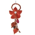 thumbnail image 4 of Vibrant Floral Tassel Orange Leather Bag Ornament or Keychain, 4 of 5