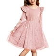 thumbnail image 3 of Arshiner Girl Dress Toddler Tutu Velvet Tulle Long Sleeve Special Occasion Dresses, 3 of 11