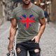 thumbnail image 2 of Mens Casual Manga Corta Botón Abajo Camisetas Estados Unidos Bandera Impresión Cuello Redondo Suéter Camiseta, Poliéster Casual Uso Diario para Hombres, 2 of 5