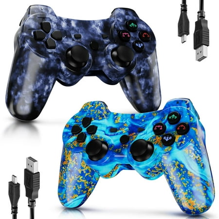 2 Pack Wireless Controller for PS3/PC,Wireless Gamepad Compatible with Rechargeable Battery