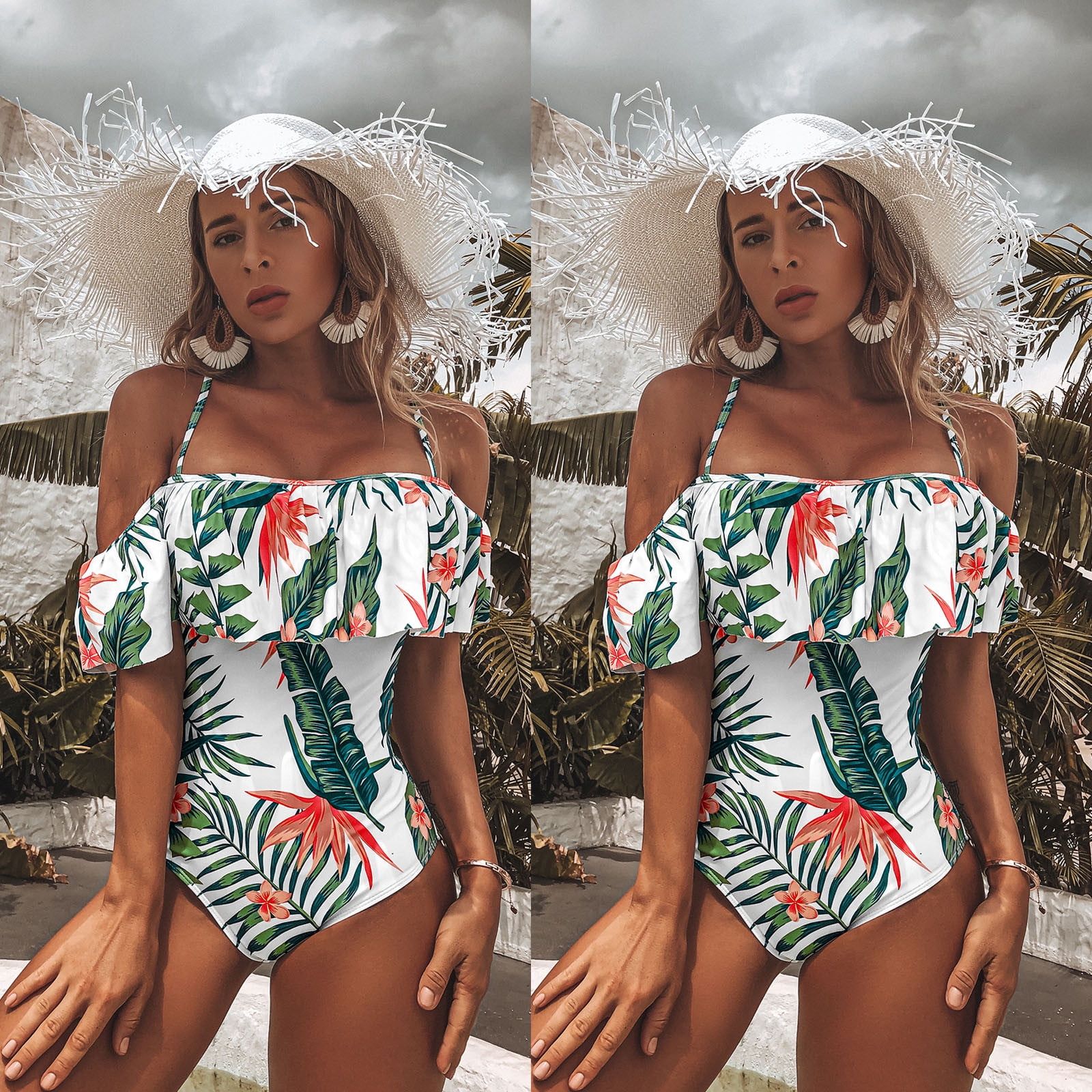 XZNGL Maillots de Bain Femme Grande Taille Push Up Rembourre Maille Epissage Maillot de Bain une Piece Walmart
