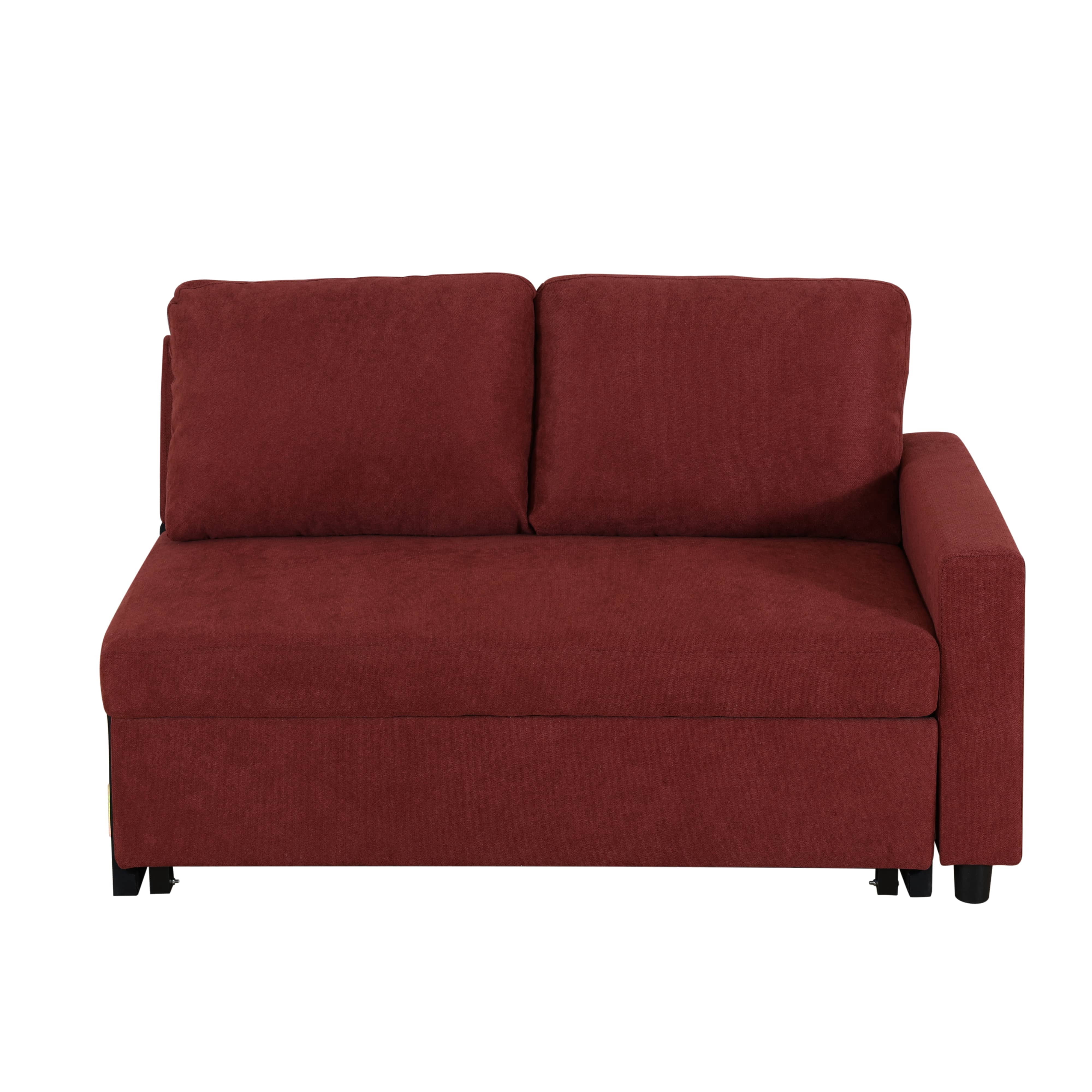 MAYEERTY 83.6" Convertible Fluffy Fabric 2-Piece Couch Upholstered Loveseat with Plush Velvet Texture Sofa Bed，Red