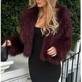 thumbnail image 2 of Wensltd Women's Faux-fur Jacket Long Sleeve Winter Fleece Coats Warm Outerwear Fall Clothes Red, 2 of 5