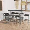thumbnail image 1 of vidaXL 9 Piece Garden Bar Set with Cushions Poly Rattan Grey, 1 of 5