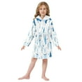 thumbnail image 6 of FORMRS Niños Bathrobe Unisex Hooded Robe Soft Plush Pajamas Sleepwear, Size 7-9T, Blue Simple Cartoon Snowmen, 6 of 7