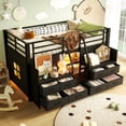 thumbnail image 3 of Bellemave Low Loft Bed with 8 Storage Drawers & LED Lights, Metal Twin Size Loft Beds Frame with Shelves for Kids, Under-Bed Play Space, No Box Spring Needed, Black, 3 of 9